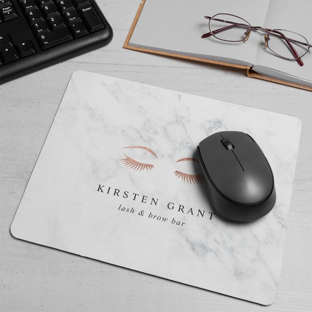 Marble & Rose Gold Lashes & Brows Beauty Logo Mouse Pad (Creator Uploaded)