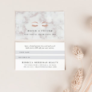 Marble & Rose Gold Lashes & Brows Beauty Referral Card
