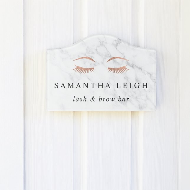 Marble Rose Gold Lashes & Brows Logo Door Sign (Creator Uploaded)
