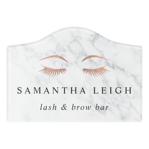 Marble Rose Gold Lashes  Brows Logo Door Sign