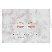 Marble & Rose Gold Lashes & Brows Logo Note Cards (Front Horizontal)