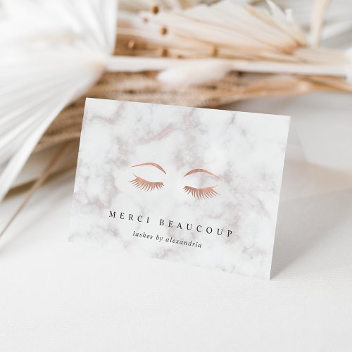 Marble  Rose Gold Lashes  Brows Logo Note Cards