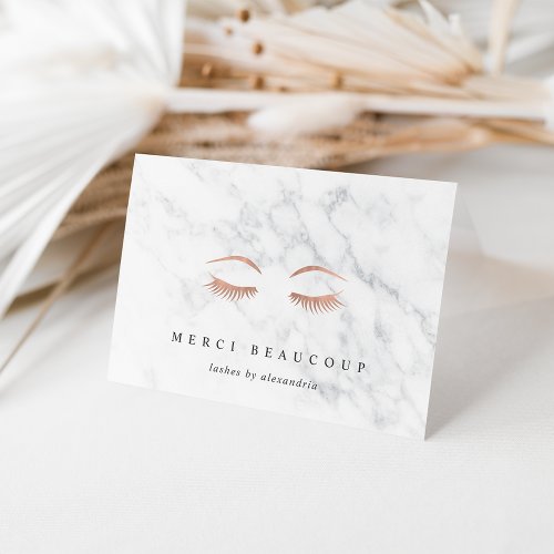 Marble  Rose Gold Lashes  Brows Note Cards