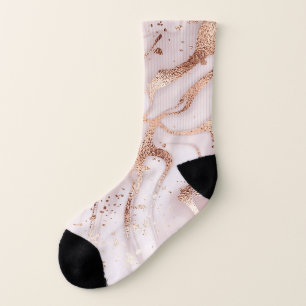 Marble Rose Gold: Liquid Abstract. Socks