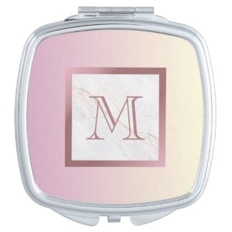 Marble Rose Gold Monogram Girly Pink