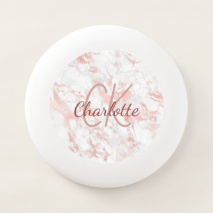 Marble rose gold monogram initials name  Wham-O frisbee