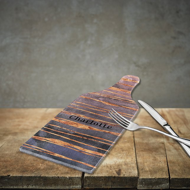 Marble rose gold purple name modern cutting board (Creator Uploaded)