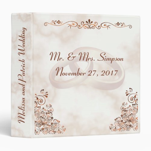 Marble Rose Gold Rings Elegant Wedding Album Binde Binder