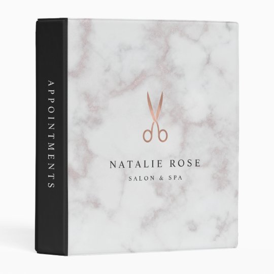 Marble Rose Gold Scissors Hair Salon Logo Mini Binder Zazzle Com