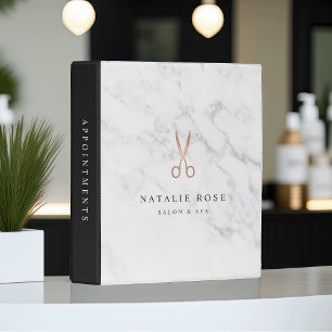 Marble & Rose Gold Scissors Hair Salon Logo Mini Binder
