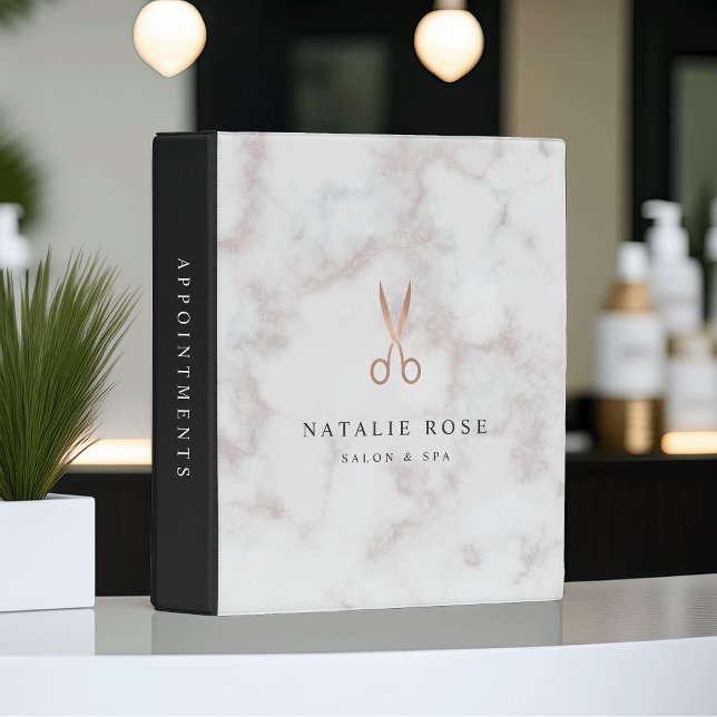 Marble & Rose Gold Scissors Hair Salon Logo Mini Binder (Creator Uploaded)