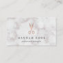 Marble & Rose Gold Scissors Logo Hairstylist Business Card