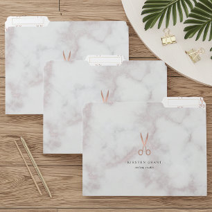 Marble & Rose Gold Scissors Salon Logo File Folder