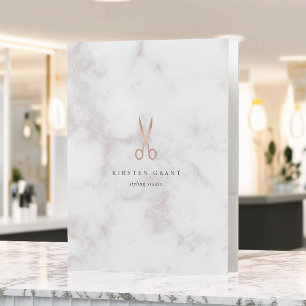 Marble & Rose Gold Scissors Salon Logo Pocket Folder