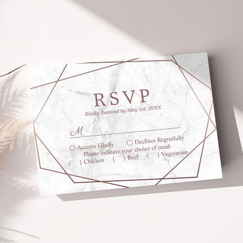 Marble Rose Gold Simple Geometric Wedding Rsvp