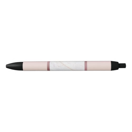 Marble Rose Gold Stripes Pink Black Ink Pen