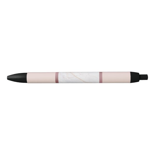 Marble Rose Gold Stripes Pink Pen (Front)