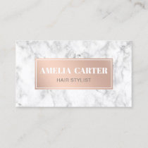 Marble Rose Gold stylist salon spa makeup Business Card