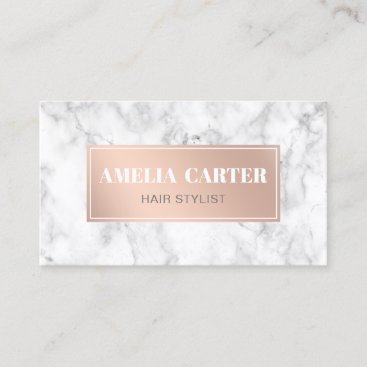 Marble Rose Gold stylist salon spa makeup Business Card