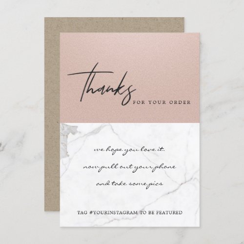 MARBLE ROSE GOLD TEXTURE CORPORATE BUSINESS LOGO THANK YOU CARD