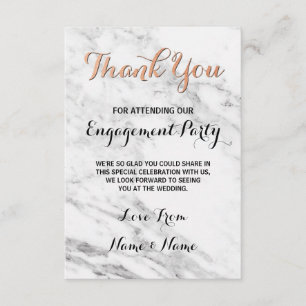 Marble Rose Gold Thank You Card Engagement Wedding