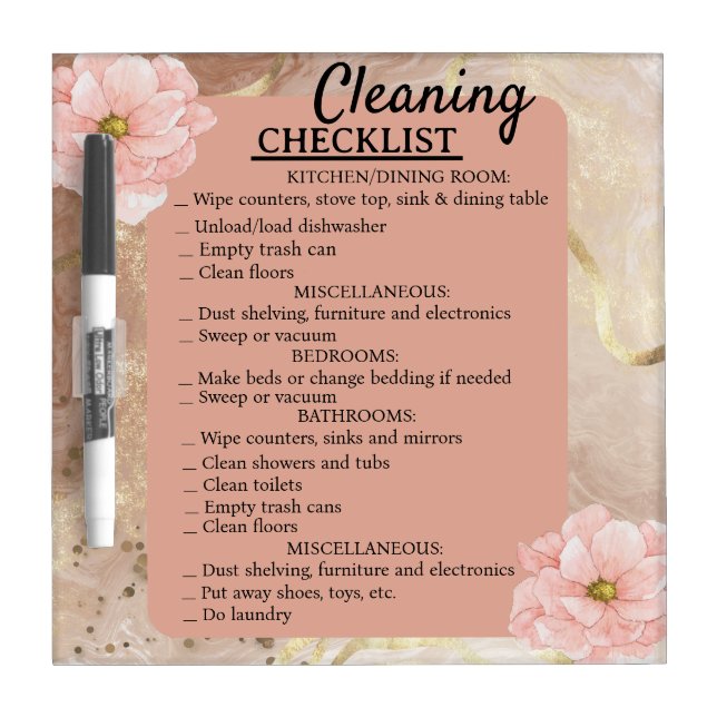 Marble Rose pastel Dry Erase Board (Front)