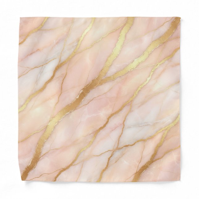 Marble Rose Pink & Gold Luxury Pocket Square Bandana (Front)