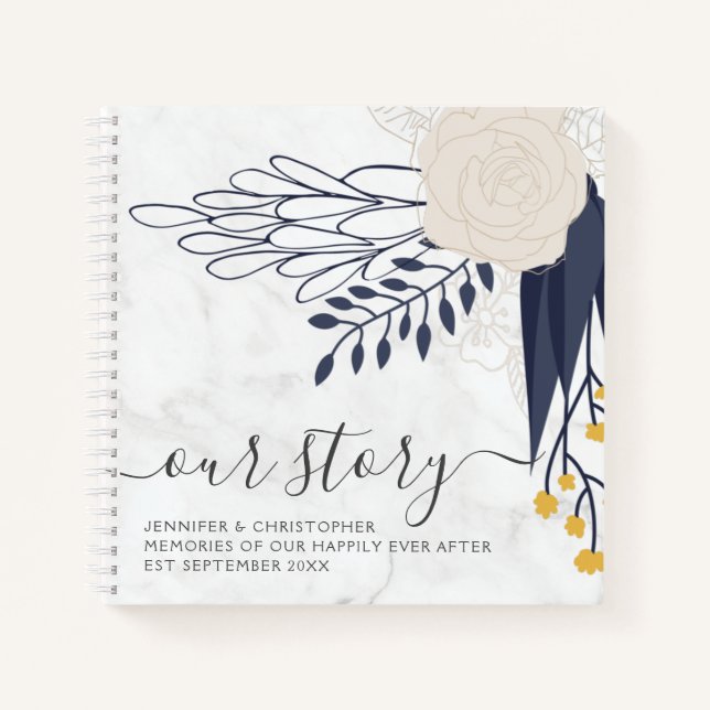 Marble Roses Our Story Memories Couple's Keepsake Notebook (Front)