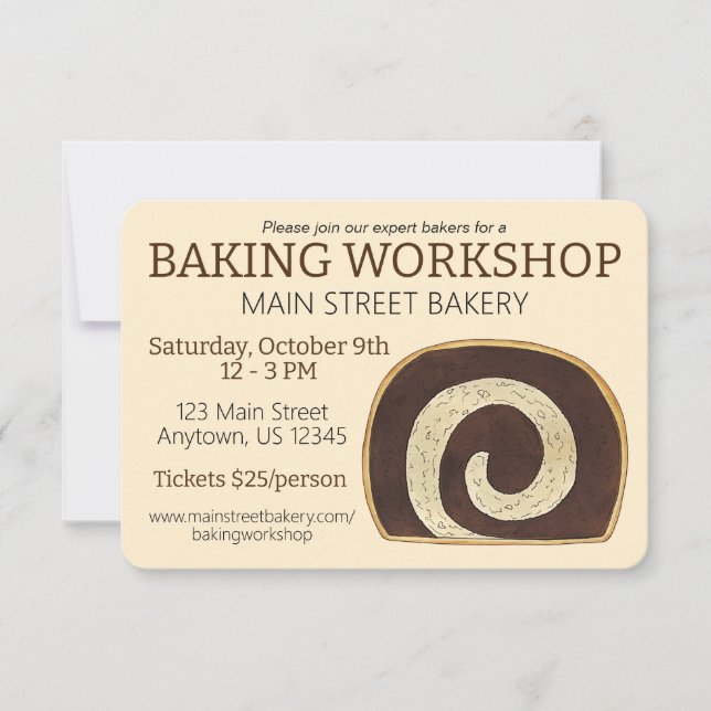 Marble Rye Bread Slice Jewish Bakery Baking Class Invitation (Front)