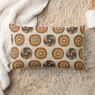 Marble Rye Cinnamon Raisin Plain Bagel Breakfast Lumbar Pillow