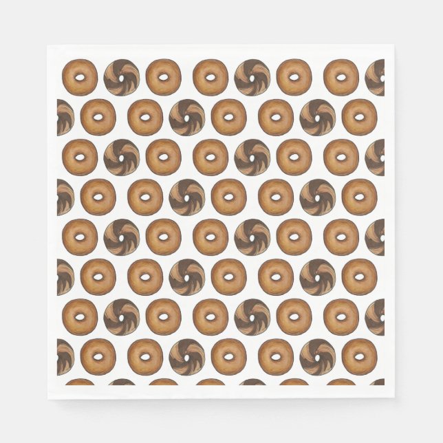 Marble Rye Plain Bagels Breakfast Brunch NYC Deli Napkins (Front)
