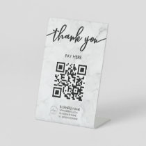 Marble Scan Me QR Code Logo Pedestal Sign