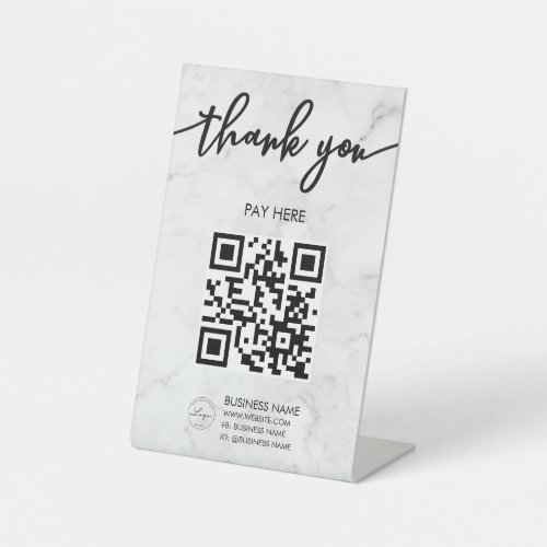 Marble Scan Me QR Code Logo Pedestal Sign