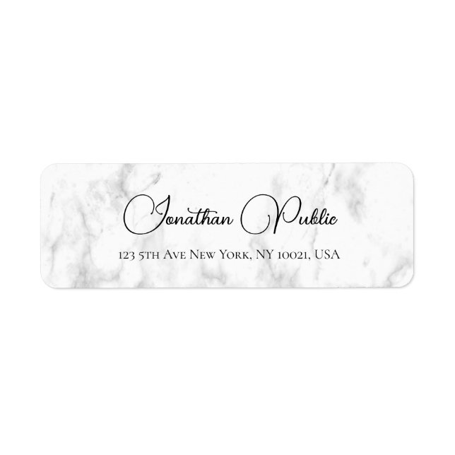 Marble Script Typography Template Return Address Label (Front)