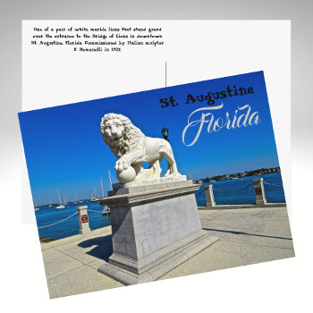 Marble Sculpture At Bridge Of Lions St. Augustine Postcard by Sozo4all at Zazzle