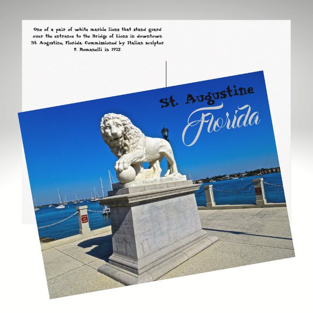 Marble Sculpture at Bridge of Lions St. Augustine Postcard (Creator Uploaded)