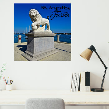 Marble Sculpture At Bridge Of Lions St. Augustine Poster by Sozo4all at Zazzle