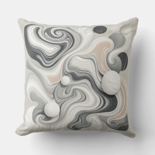 Marble Seamless Art in Grey Gold White Tones Throw Pillow