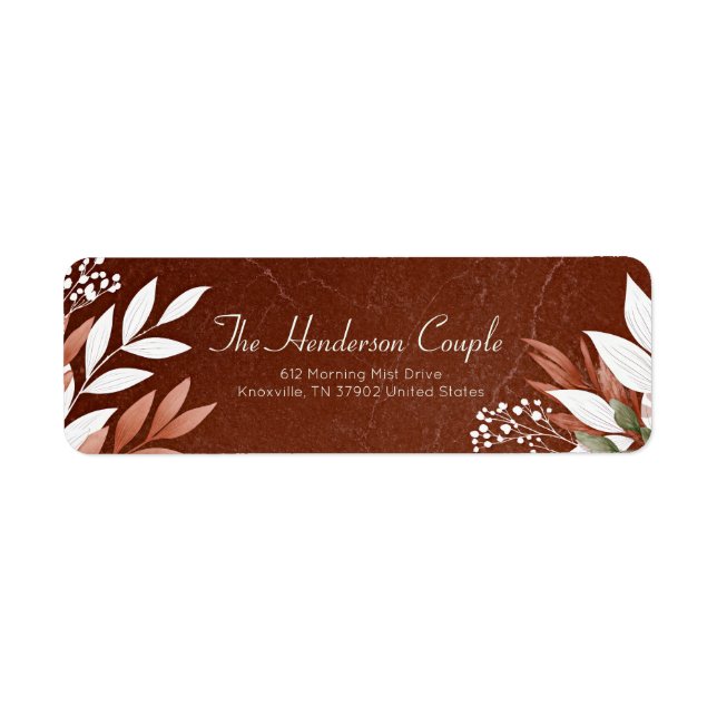 Marble Sienna Earthy Botanical Border Label (Front)