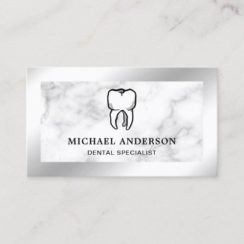 Marble Silver Foil Dental Clinic Tooth Dentist Business Card