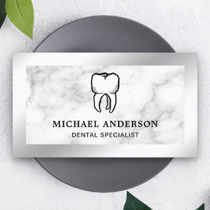 Marble Silver Foil Dental Clinic Tooth Dentist Business Card