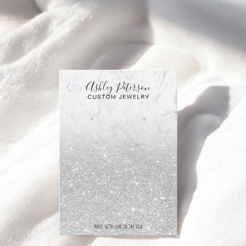 Marble silver glitter jewelry earring display business card