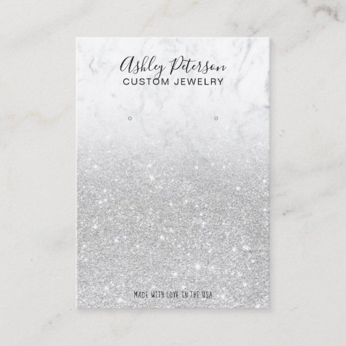 Marble silver glitter jewelry earring display business card