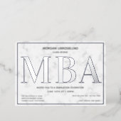 Marble Silver MBA Graduation Foil Invitation (Standing Front)