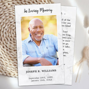 Marble Simple Funeral Photo Memorial Prayer Card