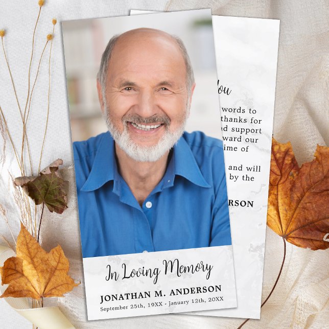 Marble Simple Memorial Photo Funeral Sympathy Thank You Card (Creator Uploaded)