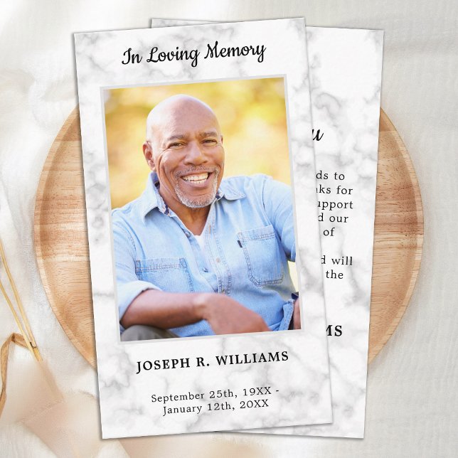 Marble Simple Memorial Photo Funeral Thank You Note Card (Creator Uploaded)
