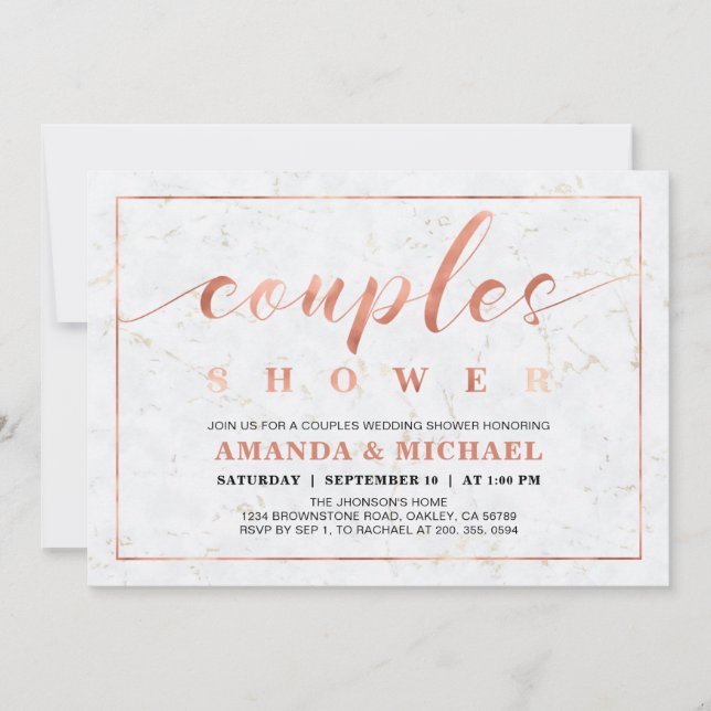Marble | Simple Modern Couples Wedding Shower Invitation (Front)