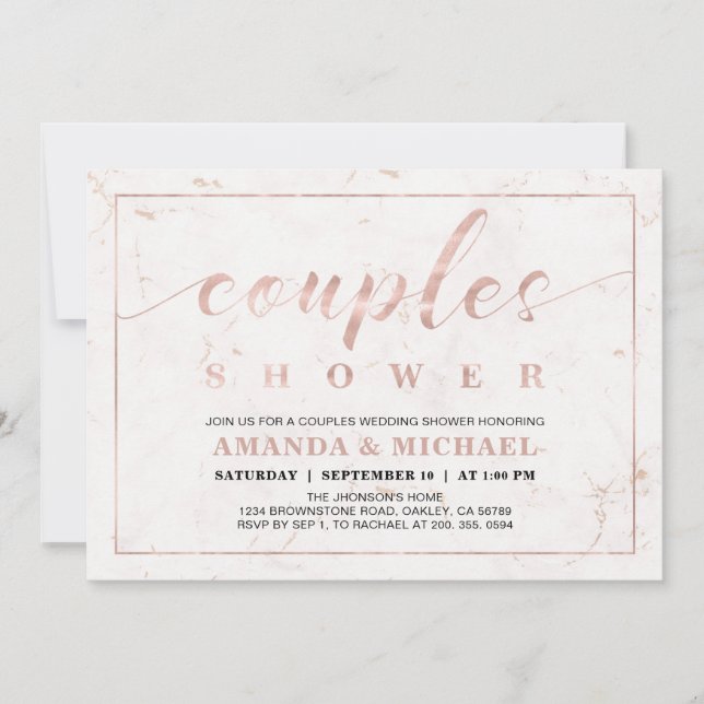 Marble | Simple Modern Couples Wedding Shower Invitation (Front)
