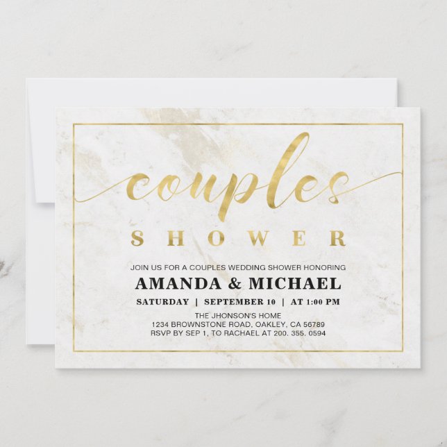 Marble | Simple Modern Couples Wedding Shower Invitation (Front)